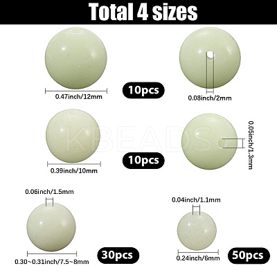 100Pcs 4 Styles Luminous Round Glass Beads GGLA-SC0001-20C-1
