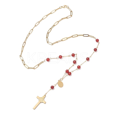 3Pcs 3 Styles Natural Carnelian & Green Aventurine & Tiger Eye Round Rosary Bead Necklaces NJEW-JN05574-1