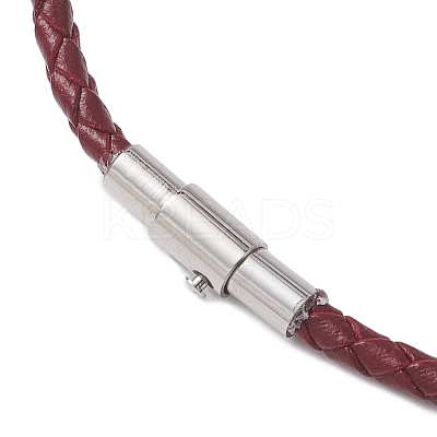 3MM Punk Rock Round Braided Leather Cord Necklaces NJEW-JN05861-01-1