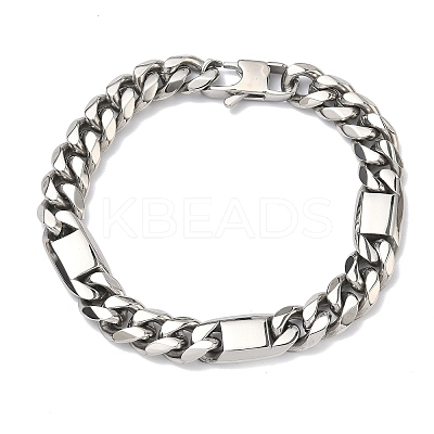 304 Stainless Steel Cuban Link Chain Bracelets for Women BJEW-G779-04B-P-1