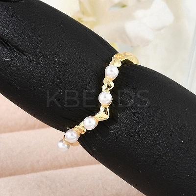 Heart Brass Open Cuff Rings for Women RJEW-R011-02G-1