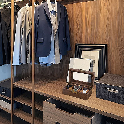 3-Slot Wood Covered with PU Leather Watch Storage Boxes with Glass Visible Window Hinged Lids and Lint Pillows Inside CON-WH0113-10B-1