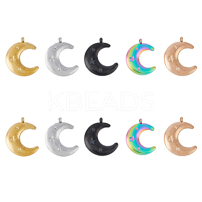 10Pcs 5 Colors 304 Stainless Steel Pendants STAS-DC0013-61-1