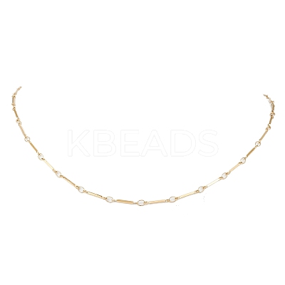 304 Stainless Steel Cuboid Bar Link Chain Necklaces for Women Men NJEW-JN05196-01-1