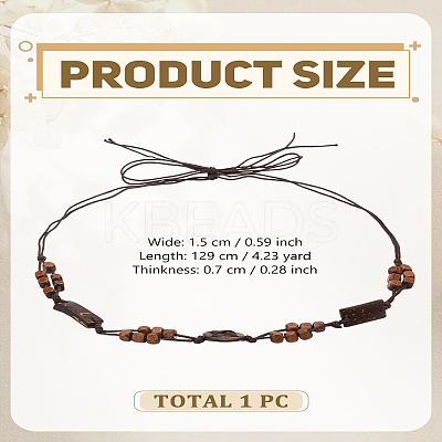 1Pc Ethnic Style Imitation Leather Adjustable Hat Band AJEW-LP0007-32A-1