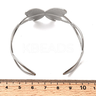 Butterfly 304 Stainless Steel Cuff Bangles for Women BJEW-A155-01P-1