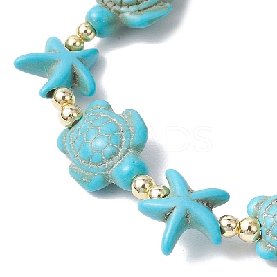 Synthetic Turquoise Beaded Stretch Bracelets for Men Women BJEW-JB11762-02-1