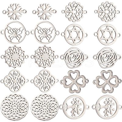 20Pcs 10 Styles Stainless Steel Connector Charms FIND-SC0004-70-1