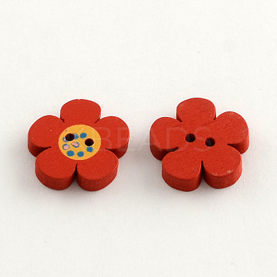 2-Hole Dyed Wooden Buttons BUTT-R030-32-1