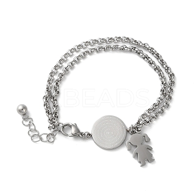 304 Stainless Steel Multi-strand Link Bracelets BJEW-A036-06P-1