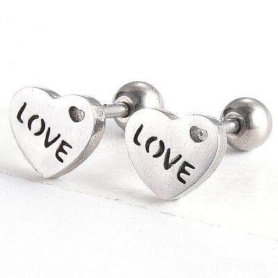 Tarnish Resistant 201 Stainless Steel Barbell Cartilage Earrings EJEW-R147-28-1