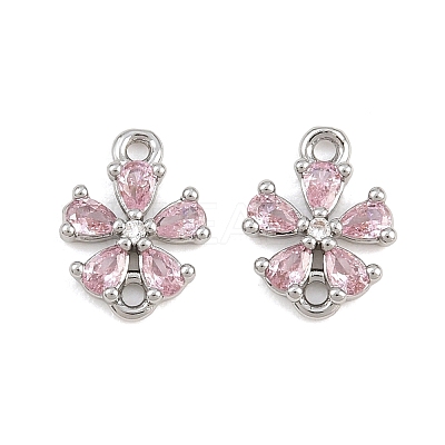 Brass Pave Pink Cubic Zirconia Connector Charms CU-CBAA6E8-01P-1