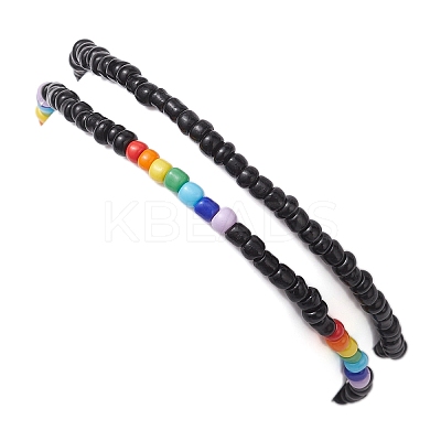 2Pcs 2 Styles Heart Glass Seed Beaded Stretch Bracelet Sets BJEW-JB10530-02-1