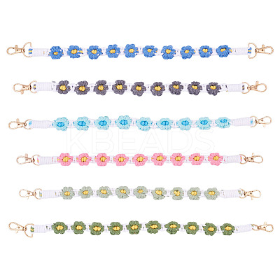 6Pcs 6 Colors Cotton Cord Knitted Daisy Cup Belt AJEW-TA0002-37-1