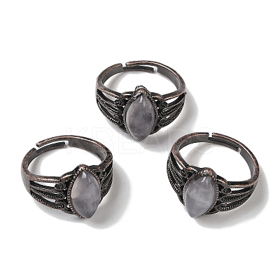 Natural Quartz Crystal Horse Eye Adjustable Rings RJEW-K271-05R-14-1