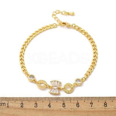 Brass Micro Pave Clear Cubic Zirconia Link Bracelets BJEW-U020-08G-1