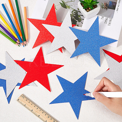 60Pcs 3 Colors Independence Day Theme Paper Glitter Star Wall Decoration AJEW-SP0001-11-1