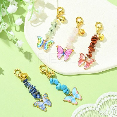 Alloy Enamel Butterfly Pendant Decoration HJEW-JM01555-1