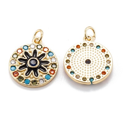 Real 18K Gold Plated Brass Micro Pave Cubic Zirconia Pendants ZIRC-M114-51G-03-1