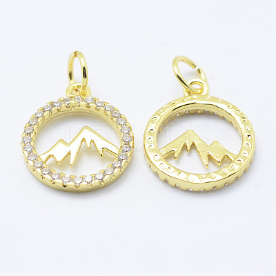 Brass Micro Pave Cubic Zirconia Pendants KK-P133-12G-NR-1