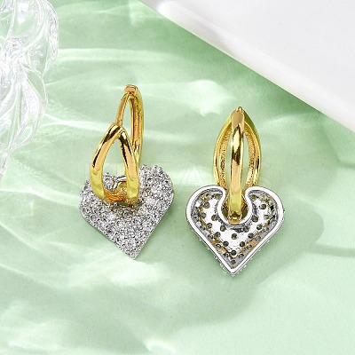 Brass Micro Pave Clear Cubic Zirconia Hoop Earrings EJEW-D322-08PG-02-1
