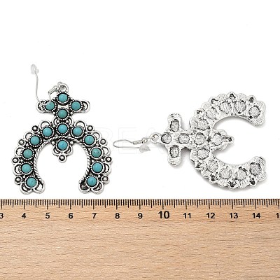 Alloy Synthetic Turquoise Dangle Earrings for Women EJEW-U053-10AS-02-1