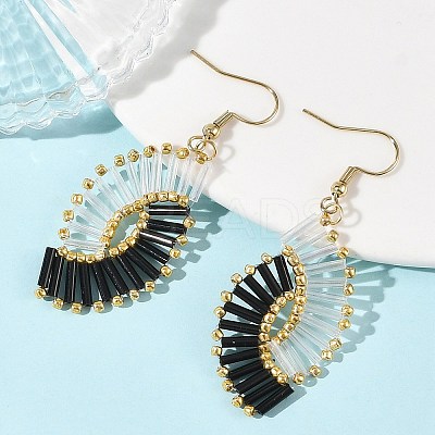 Glass Braided Beads Dangle Earrings EJEW-MZ00746-1