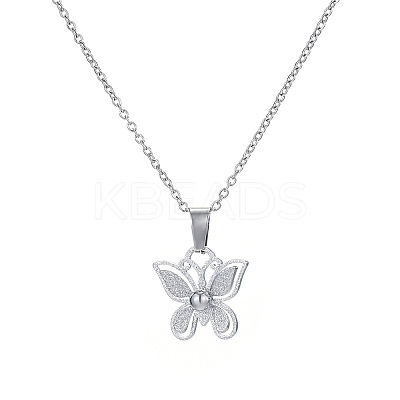 Butterfly 304 Stainless Steel Dangle Earrings & Pendant Necklaces Sets for Women FS-WG10669-03-1