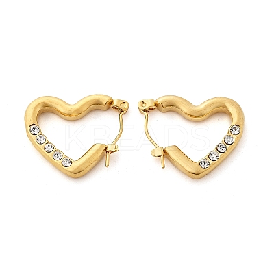 304 Stainless Steel Micro Pave Clear Cubic Zirconia Heart Hoop Earrings EJEW-V016-06G-01-1