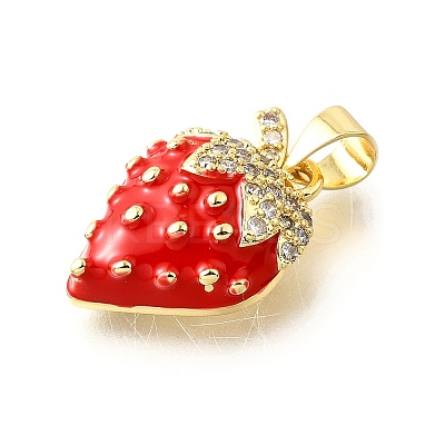 Brass Micro Pave Clear Cubic Zirconia with Enamel Pendants KK-G529-04G-1