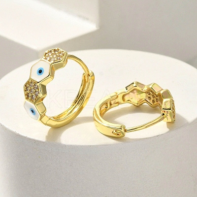 Brass Clear Cubic Zirconia Hoop Earrings EJEW-M047-06G-1