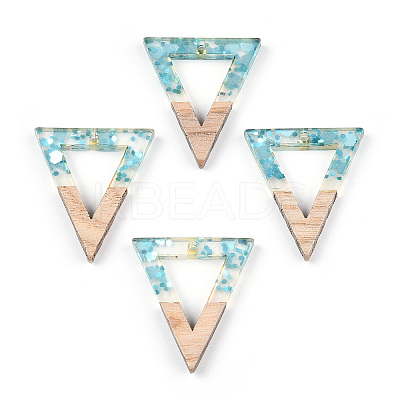 Transparent Resin & White Wood Pendants RESI-N039-50-1