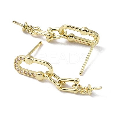 Brass with Cubic Zirconia Stud Earring Findings KK-B087-07G-1