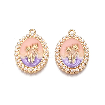 Rack Plating Alloy Enamel Pendants ENAM-N056-408B-1