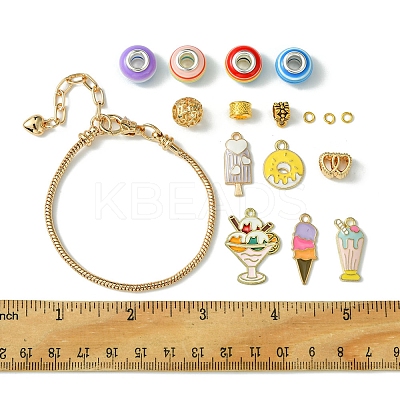 DIY Ice Cream Alloy Enamel & Rondelle Resin European Style Bracelet Making Kits DIY-FS0007-25-1