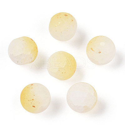 Frosted Baking Paint Crackle Glass Beads with Glitter Powder X1-DGLA-T004-8mm-01I-1