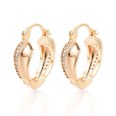Brass Micro Pave Cubic Zirconia Heart Hoop Earrings EJEW-T048-36G-1