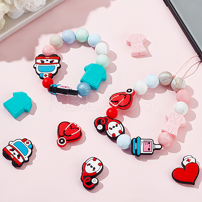 14Pcs 7 Style Hospital Theme Food Grade Eco-Friendly Silicone Focal Beads SIL-GA0003-30-1