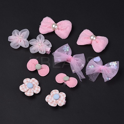 5 Pair 5 Style Bowknot & Flower Polyester Alligator Hair Clips PHAR-C012-01A-1