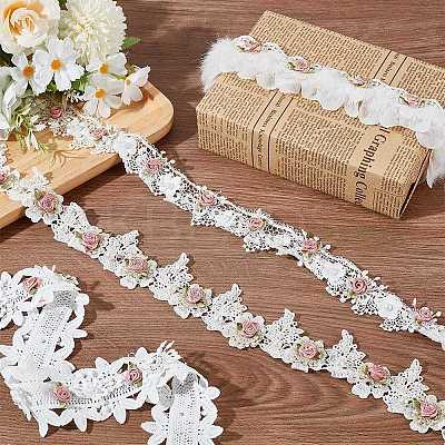 4 Yards 4 Styles Polyester Flower Lace Ribbon OCOR-AR0001-72-1