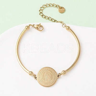 Religion 304 Stainless Steel Link Bracelets for Women LS-BJEW-F524-02B-G-1