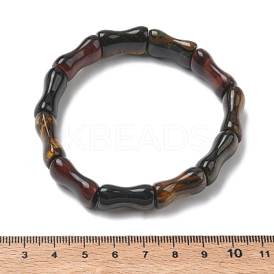 Bamboo Natural Tiger Eye Beads Stretch Bracelets for Women Men BJEW-K304-01I-1
