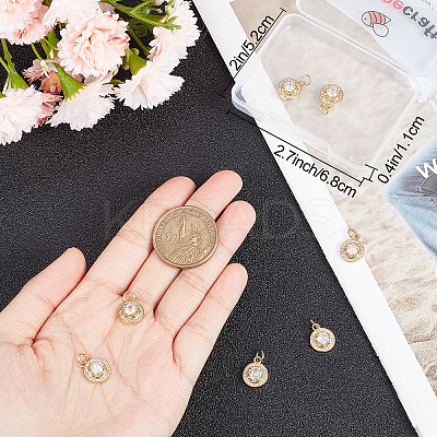8Pcs Brass Micro Pave Clear Cubic Zirconia Charms KK-BBC0005-61-1