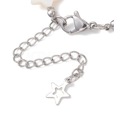 2Pcs Natural White Shell Star & Moon Link Bracelets BJEW-JB13283-1