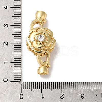Rack Plating Brass Micro Pave Clear Cubic Zirconia Fold Over Clasps KK-A222-07G-1