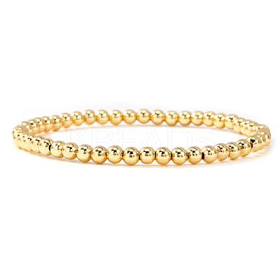 Bohemian Style Round Brass Beaded Stretch Bracelets PO5191-1-1
