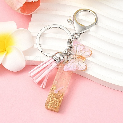 Resin & Acrylic & Faux Suede Tassel Keychain KEYC-YW00123-09-1