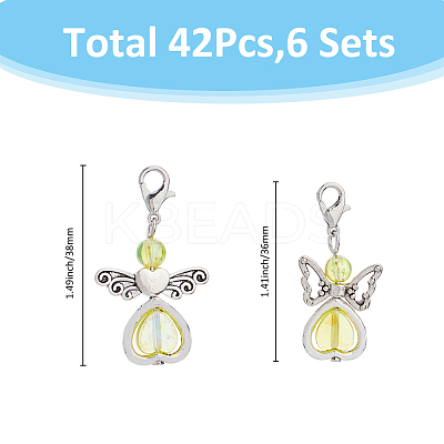 6 Sets 2 Styles Angel Acrylic Pendant Decorations HJEW-FH0001-58-1