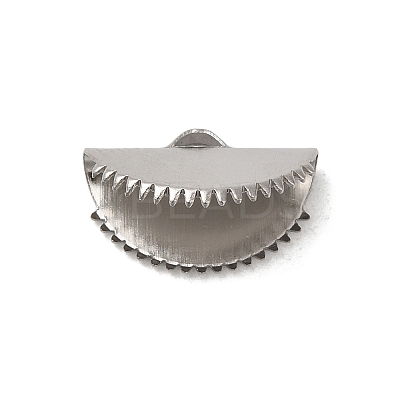 Non-Tarnish 304 Stainless Steel Ribbon Crimp Ends STAS-C080-05B-P-1