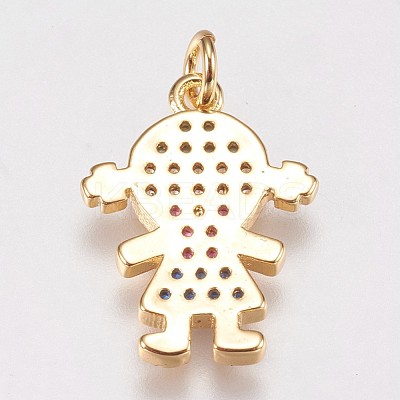 Brass Micro Pave Cubic Zirconia Pendants KK-I614-062G-1